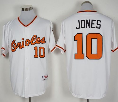 Orioles #10 Adam Jones White 1966 Turn Back The Clock Stitched MLB Jersey - Click Image to Close